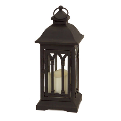 Black Metal Lantern with LED Candle (Set of 2)