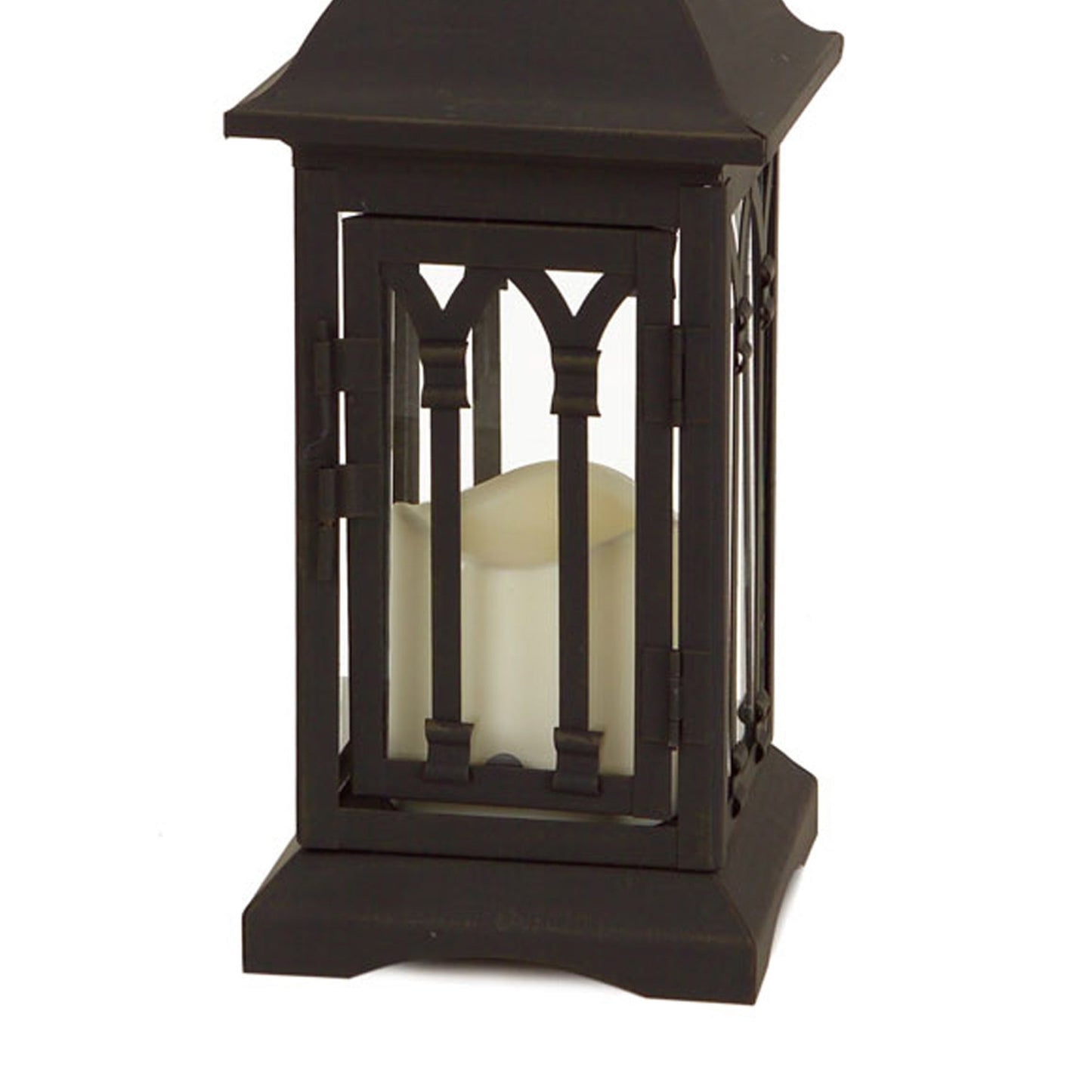 Black Metal Lantern with LED Candle (Set of 2)